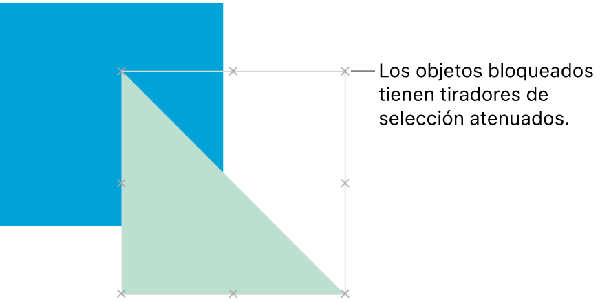 Objeto bloqueado con tiradores de selección atenuados.