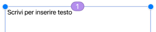 Una casella di testo con un cerchio che contiene il numero 1 in alto.