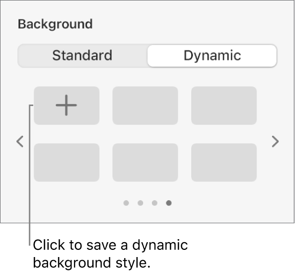 The Dynamic button selected in the Background section of the Format sidebar with the Add Style button displayed.