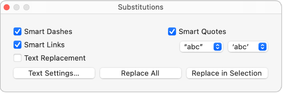 The Substitutions window.