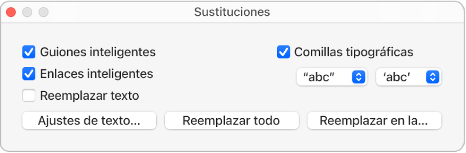 La ventana Sustituciones.