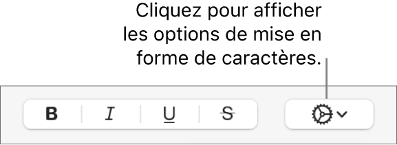 Le bouton Options avancées situé à côté des boutons Gras, Italique et Souligné.