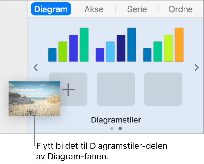 Et bilde flyttes til diagramstilene for å opprette en ny stil.