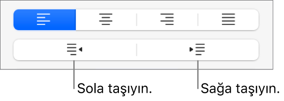 Paragraf hizalama seçenekleri.