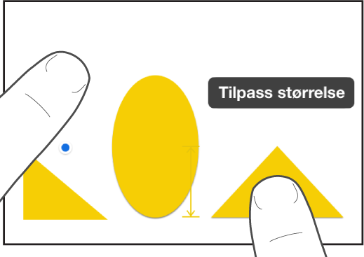 Én finger like over en figur og en annen som holder et objekt med Tilpass størrelse på skjermen.