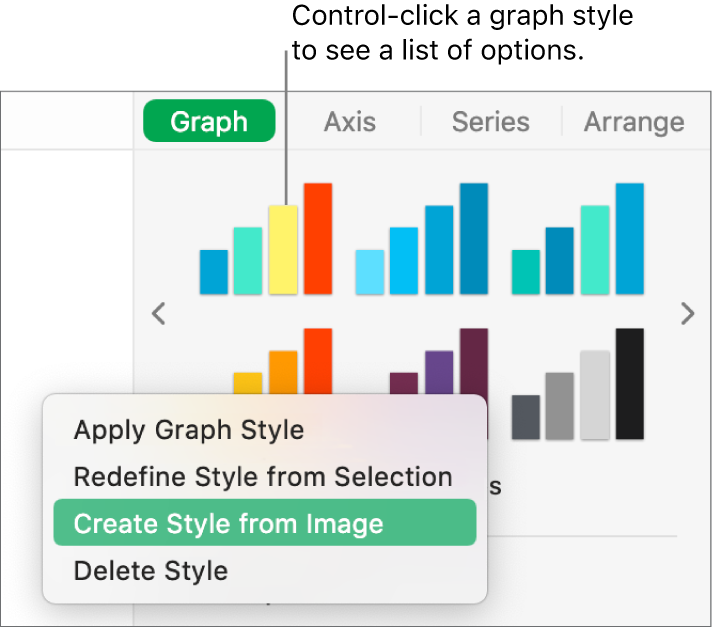 The graph style shortcut menu.