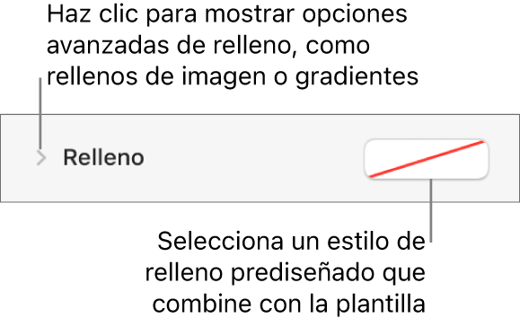 Controles para elegir un color de relleno.