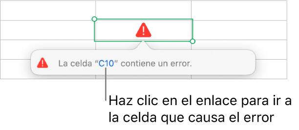 Enlace de error de celda.