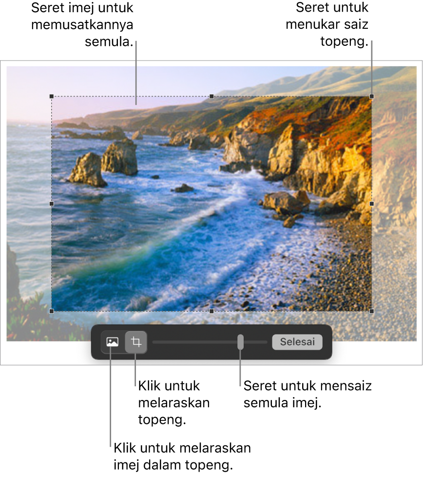 Kawalan topeng atas foto.