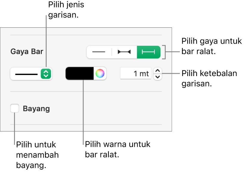 Kawalan untuk menggayakan Bar Ralat.