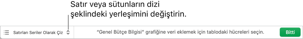 Satır veya sütunları seri olarak çizmeyi seçmeye yönelik açılır menü.