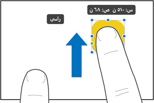 إصبع فوق كائن وإصبع آخر يمرر باتجاه أعلى الشاشة.