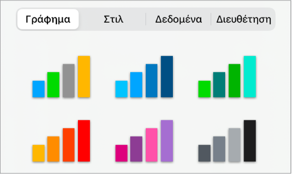 Στιλ γραφήματος στην καρτέλα «Γράφημα» του μενού «Μορφή».