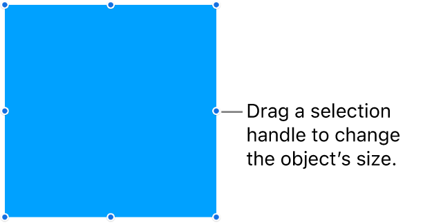 An object with blue dots on its border for changing the object’s size.