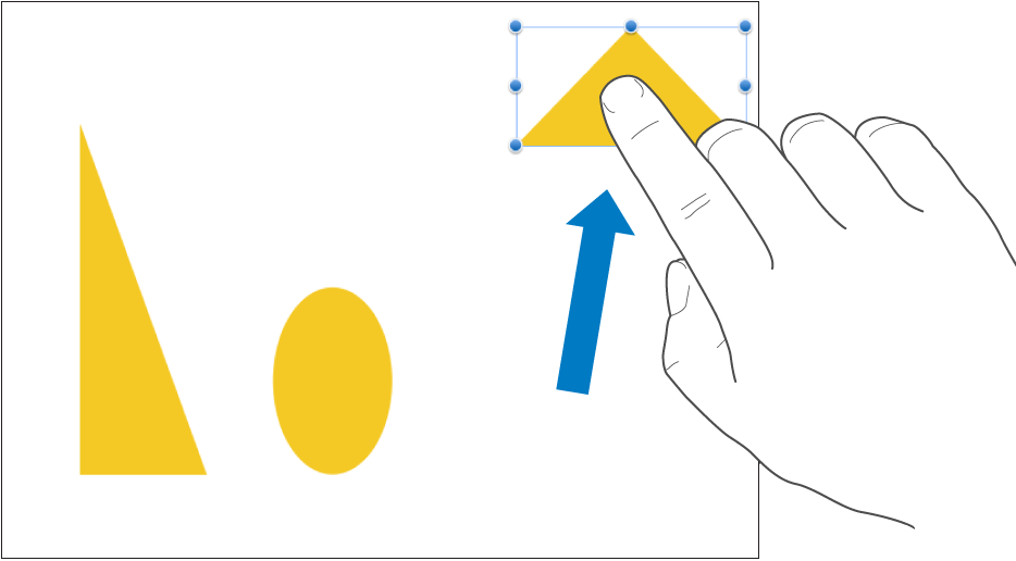 Én finger som flytter et objekt.