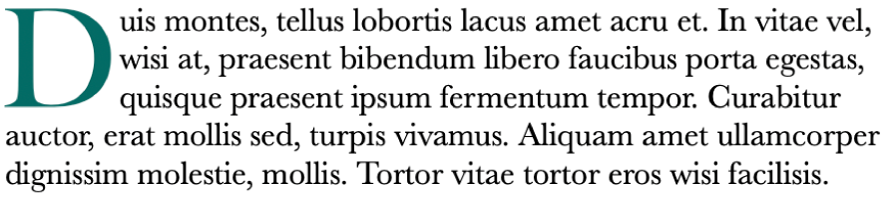 Et eksempel på en uncial, der udgør bogstavet D i et afsnit og er udformet som et stort grønt bogstav.