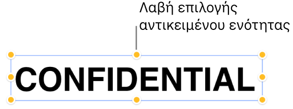 Ένα αντικείμενο με λαβές επιλογής.