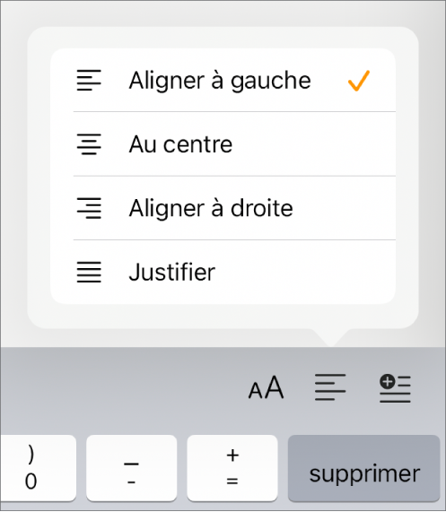 Barre de mise en forme présentant les commandes de mise en retrait du texte en retrait et d’alignement des paragraphes.