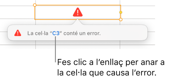 Un enllaç d’error de cel·la.