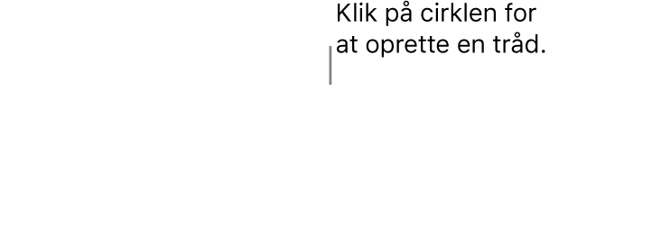 Et tomt tekstfelt med en hvid cirkel øverst og håndtag til størrelsesændring i hjørnerne, siderne og bunden.