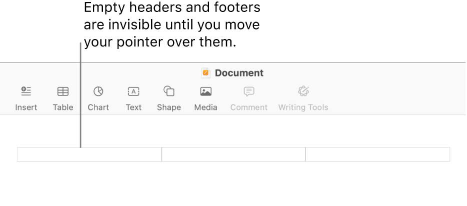 Three header fields above the title of a document.