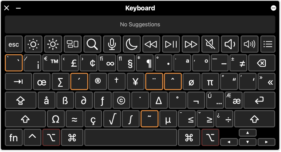 The Keyboard Viewer open with highlighted dead keys.