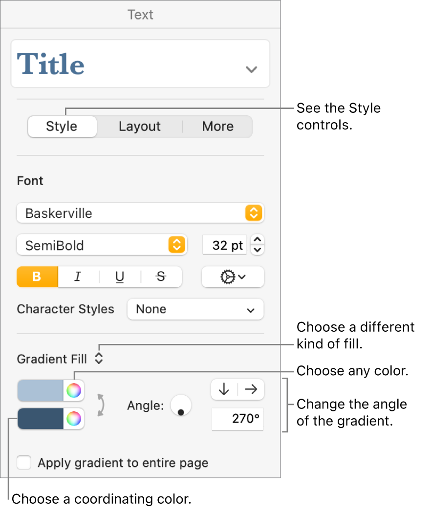 Controls for choosing predesigned colors or any color.