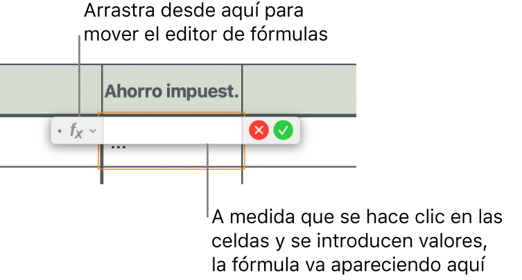 El editor de fórmulas.