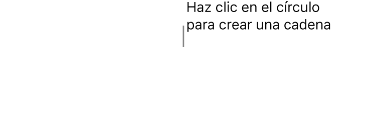 Un cuadro de texto vacío con un círculo blanco en la parte superior y tiradores de redimensionamiento en las esquinas, los laterales y la parte inferior.