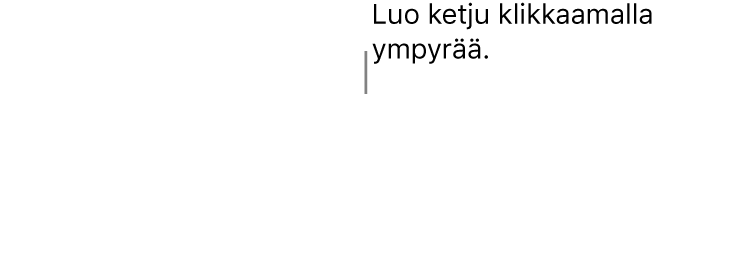 Tyhjä tekstilaatikko, jonka yläreunassa on valkoinen ympyrä ja kulmissa, sivuilla ja alareunassa on kahvat koon muuttamista varten.