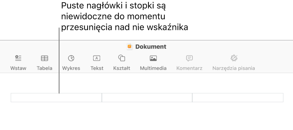 Trzy pola nagłówka widoczne nad tytułem dokumentu.