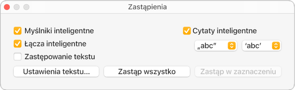 Okno zastąpień.