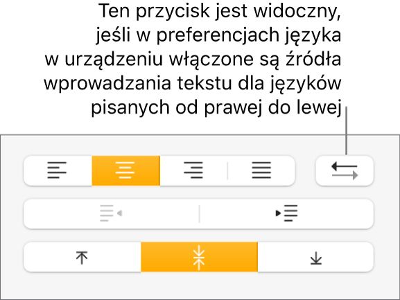 Przycisk Kierunek akapitu, znajdujący się w sekcji Wyrównanie na pasku bocznym Format.