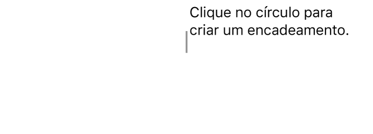 Uma caixa de texto vazia com um círculo branco no topo e puxadores de redimensionamento nos cantos, lados e na parte inferior.