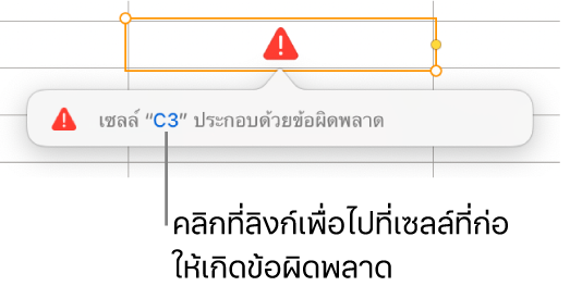 ลิงก์ที่ไปยังข้อผิดพลาดเซลล์