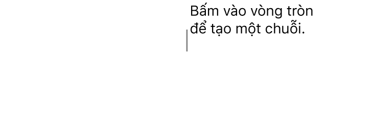 Một hộp văn bản trống với một vòng tròn màu trắng ở đầu và các bộ điều khiển định cỡ lại trên các góc, cạnh và dưới cùng.