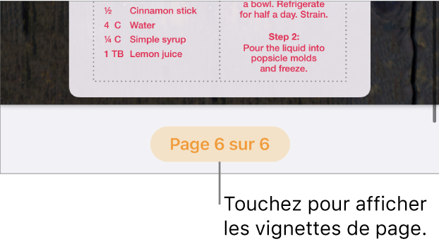 Un document ouvert avec le bouton du numéro de page au milieu du bas de l’écran.