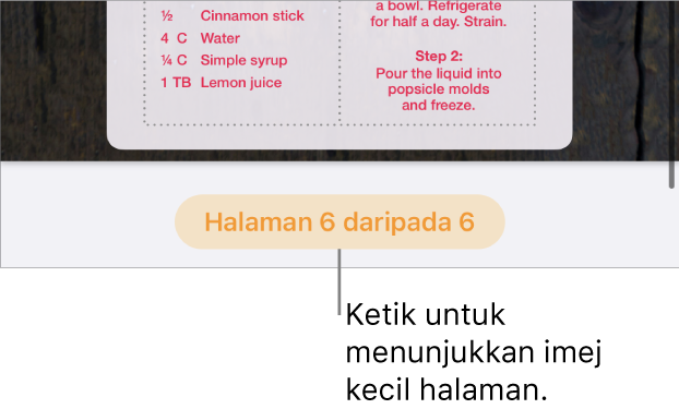 Dokumen terbuka dengan butang nombor halaman di bahagian tengah bawah skrin.