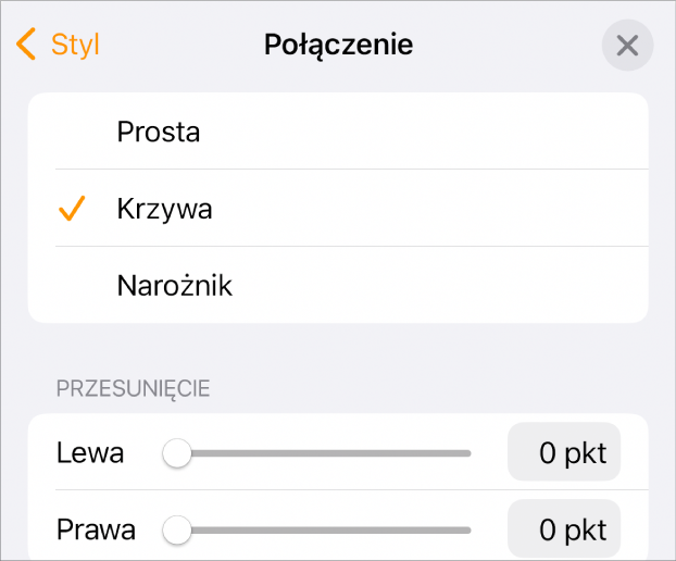 Narzędzia Połączenie z zaznaczonym narzędziem Krzywa.