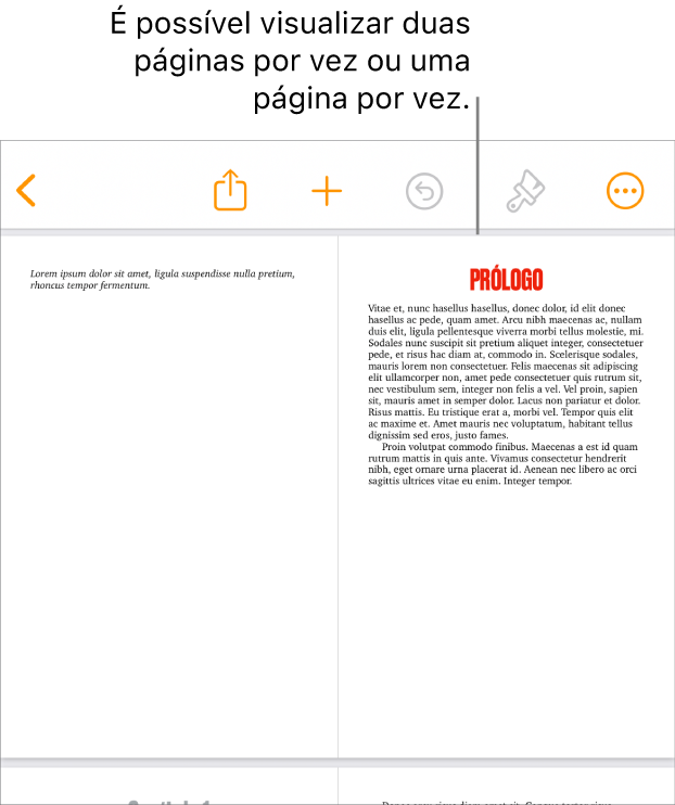 Um documento com páginas visualizadas como páginas duplas.