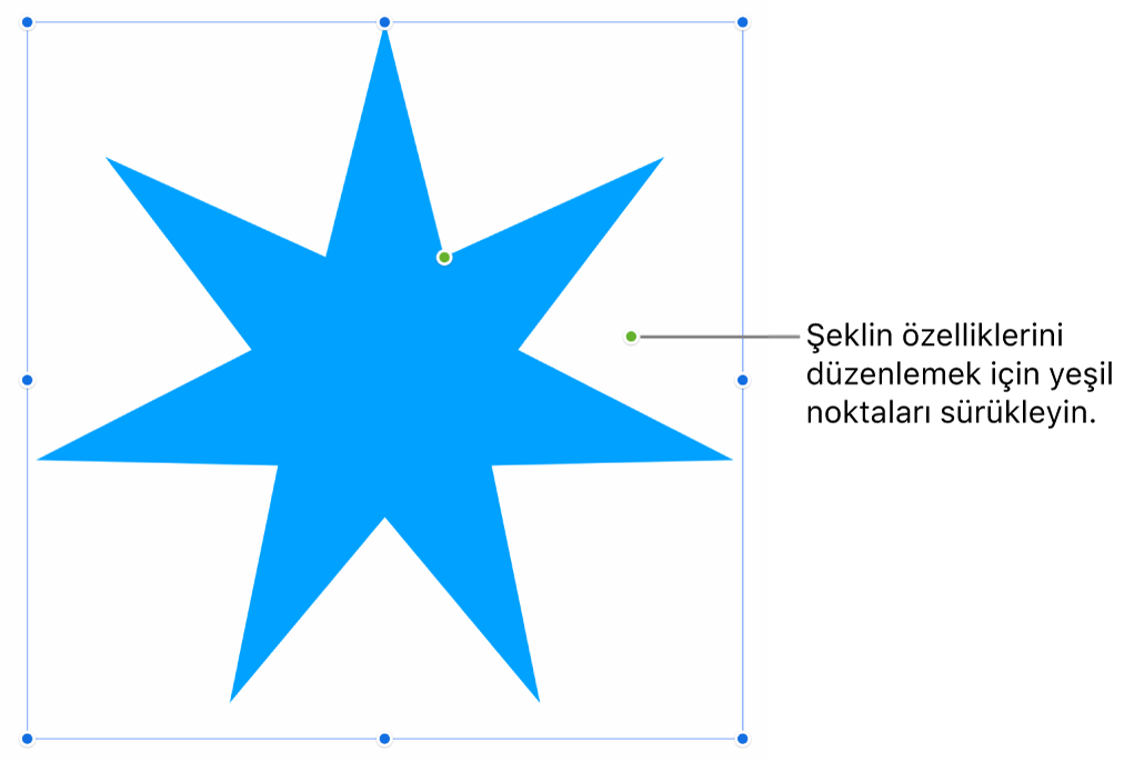 Seçim tutamakları olan bir şekil.
