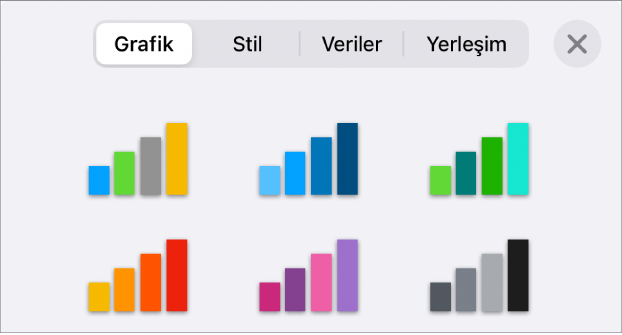 Biçim menüsünün Grafik sekmesindeki grafik stilleri.