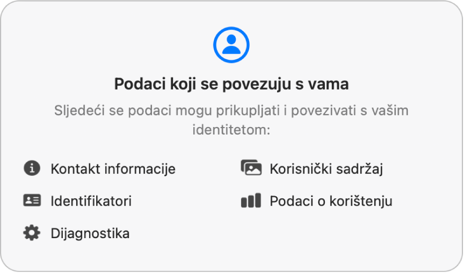 Dio glavne stranice trgovine Mac App Store s prikazom pravilnika privatnosti odabranog developera aplikacije.