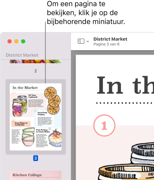 Een pdf met miniaturen in de navigatiekolom.
