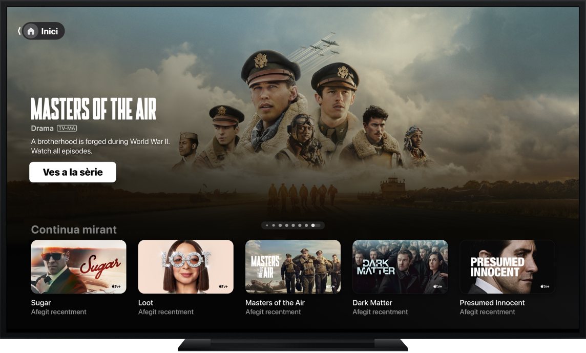 App Apple TV que es mostra al televisor