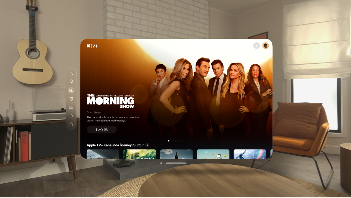 Apple Vision Pro’da gösterilen Apple TV uygulaması