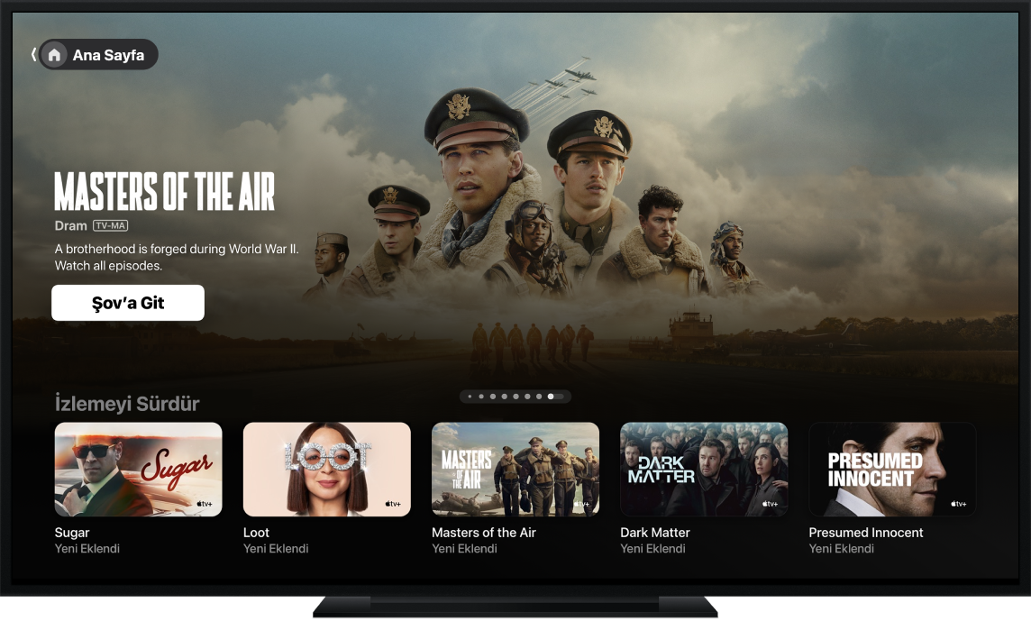 TV’de gösterilen Apple TV uygulaması