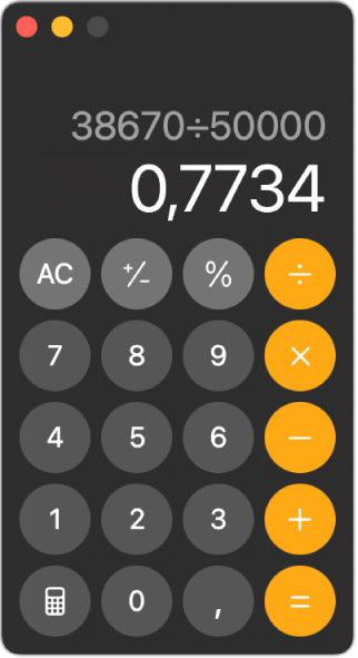 Una calculadora en el mode "Bàsica” en què es mostra una operació.