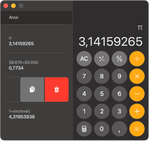 La calculadora amb l’historial visible.