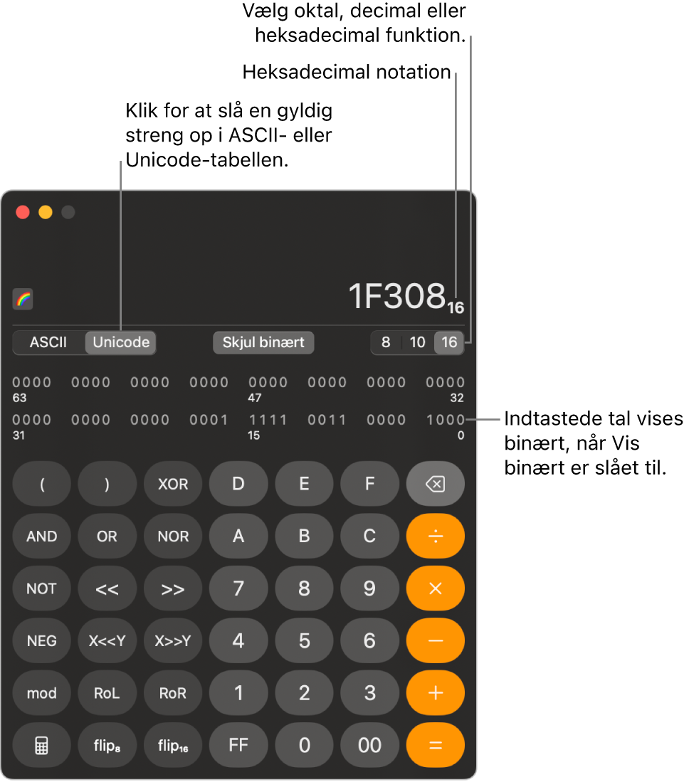 En lommeregner med programmørfunktion.